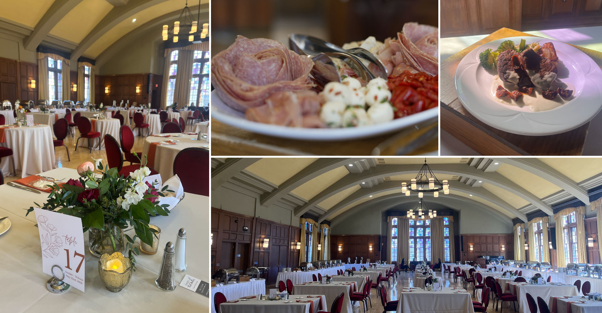 Array of pictures from the catering food tasting event