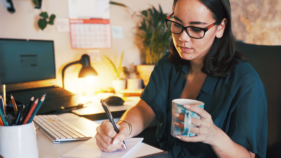 Stock photo of woman working in her office