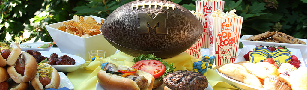 Tailgate table with party food