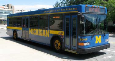 One of Michigan&#8217;s Blue busses.
